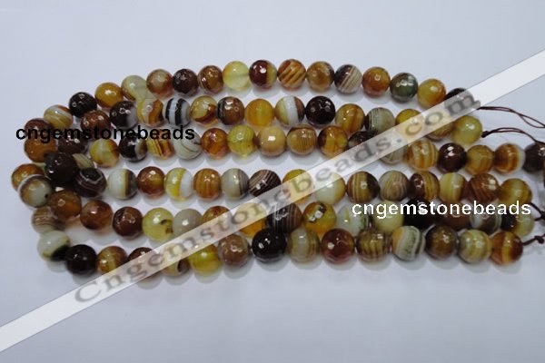 CAG2712 15.5 inches 8mm faceted round yellow line agate beads