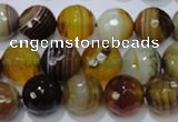 CAG2714 15.5 inches 12mm faceted round yellow line agate beads