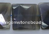 CAG2746 15.5 inches 30*30mm faceted square grey line agate beads