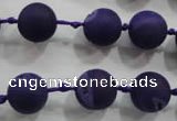 CAG2802 15.5 inches 12mm round matte druzy agate beads whholesale