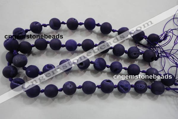 CAG2804 15.5 inches 14mm round matte druzy agate beads whholesale