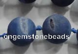 CAG2806 15.5 inches 18mm round matte druzy agate beads whholesale