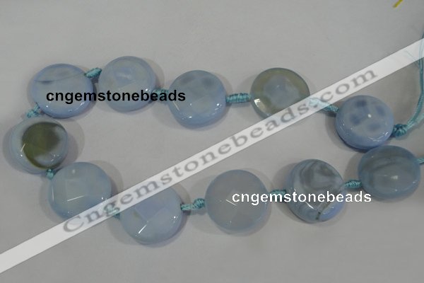 CAG2885 15.5 inches 23mm faceted coin agate gemstone beads