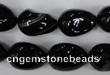 CAG2900 15.5 inches 13*18mm twisted teardrop black line agate beads