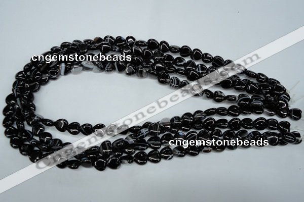 CAG2902 15.5 inches 8*8mm heart black line agate beads