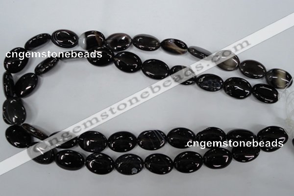 CAG2918 15.5 inches 13*18mm oval black line agate beads