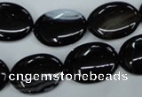 CAG2919 15.5 inches 15*20mm oval black line agate beads