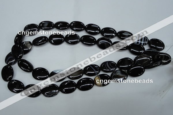 CAG2919 15.5 inches 15*20mm oval black line agate beads