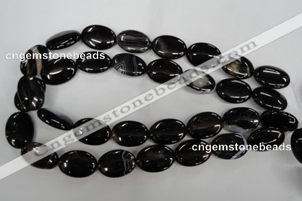 CAG2920 15.5 inches 18*25mm oval black line agate beads