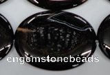 CAG2922 15.5 inches 30*40mm oval black line agate beads