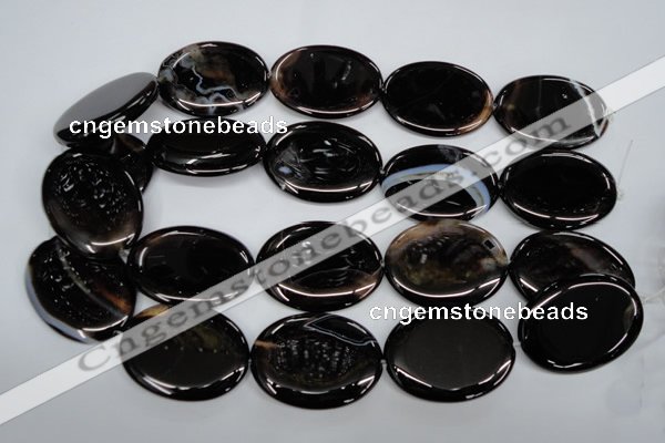 CAG2922 15.5 inches 30*40mm oval black line agate beads