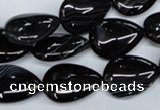 CAG2926 15.5 inches 13*18mm flat teardrop black line agate beads