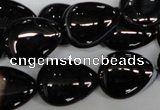 CAG2927 15.5 inches 15*20mm flat teardrop black line agate beads