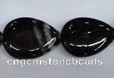 CAG2928 15.5 inches 18*25mm flat teardrop black line agate beads