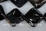 CAG2936 15.5 inches 18*18mm diamond black line agate beads