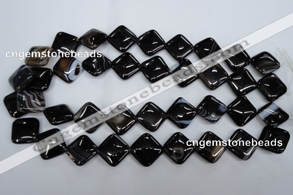 CAG2936 15.5 inches 18*18mm diamond black line agate beads