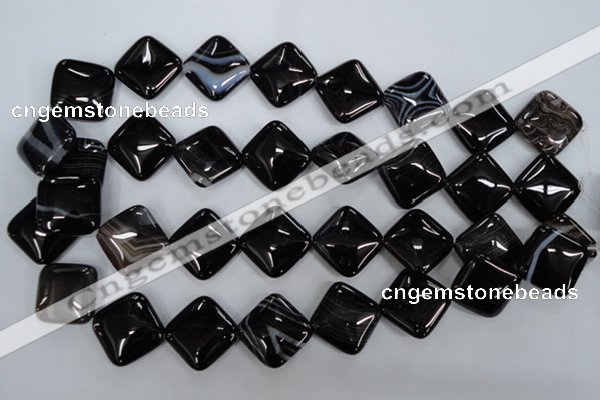 CAG2937 15.5 inches 20*20mm diamond black line agate beads