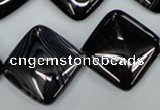 CAG2938 15.5 inches 22*22mm diamond black line agate beads