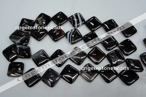 CAG2938 15.5 inches 22*22mm diamond black line agate beads