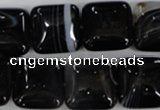 CAG2945 15.5 inches 16*16mm square black line agate beads