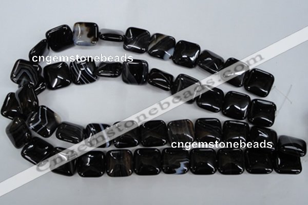 CAG2946 15.5 inches 18*18mm square black line agate beads