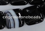 CAG2948 15.5 inches 22*22mm square black line agate beads