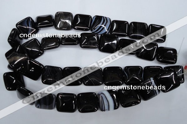 CAG2948 15.5 inches 22*22mm square black line agate beads