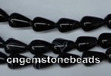 CAG2961 15.5 inches 6*10mm teardrop black line agate beads