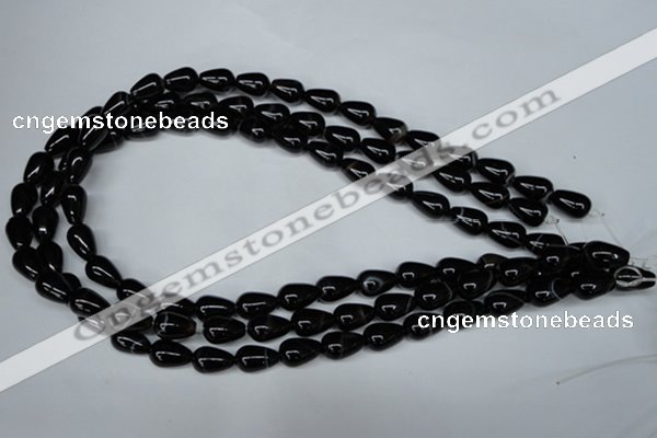 CAG2962 15.5 inches 8*12mm teardrop black line agate beads