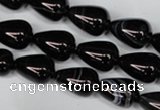 CAG2963 15.5 inches 10*14mm teardrop black line agate beads