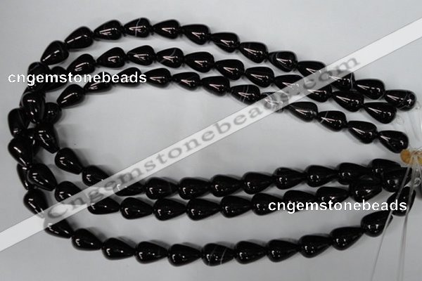 CAG2963 15.5 inches 10*14mm teardrop black line agate beads