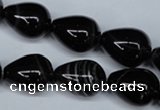 CAG2964 15.5 inches 13*18mm teardrop black line agate beads