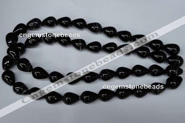 CAG2964 15.5 inches 13*18mm teardrop black line agate beads