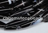 CAG2968 15.5 inches 5*25mm rice black line agate beads