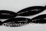 CAG2969 15.5 inches 10*30mm rice black line agate beads