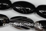 CAG2970 15.5 inches 15*30mm rice black line agate beads