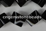 CAG2979 15.5 inches 12*12mm cube black line agate beads