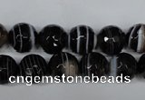 CAG2983 15.5 inches 10mm faceted round black line agate beads