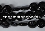 CAG2991 15.5 inches 10mm flat round black line agate beads