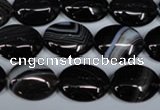 CAG3002 15.5 inches 12*16mm oval black line agate beads