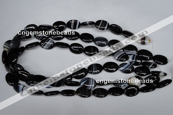 CAG3003 15.5 inches 13*18mm oval black line agate beads