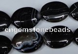 CAG3004 15.5 inches 15*20mm oval black line agate beads