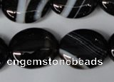 CAG3005 15.5 inches 18*22mm oval black line agate beads