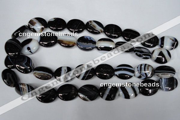 CAG3005 15.5 inches 18*22mm oval black line agate beads