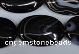 CAG3006 15.5 inches 20*30mm oval black line agate beads