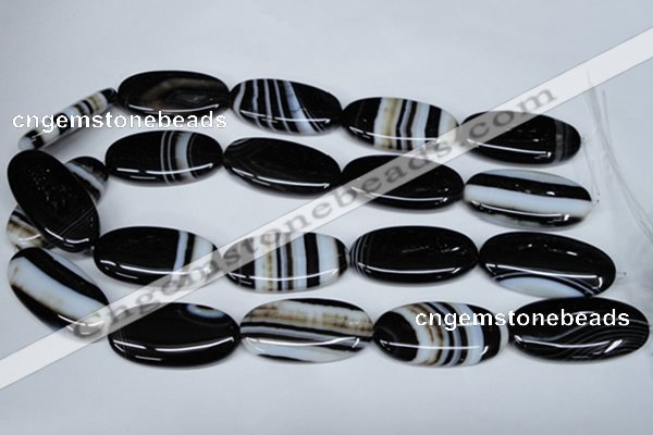 CAG3009 15.5 inches 20*40mm oval black line agate beads