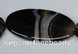 CAG3010 15.5 inches 25*50mm oval black line agate beads