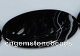 CAG3011 15.5 inches 25*50mm oval black line agate beads