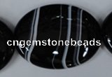 CAG3012 15.5 inches 30*40mm oval black line agate beads