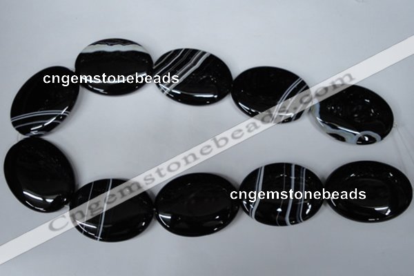 CAG3012 15.5 inches 30*40mm oval black line agate beads